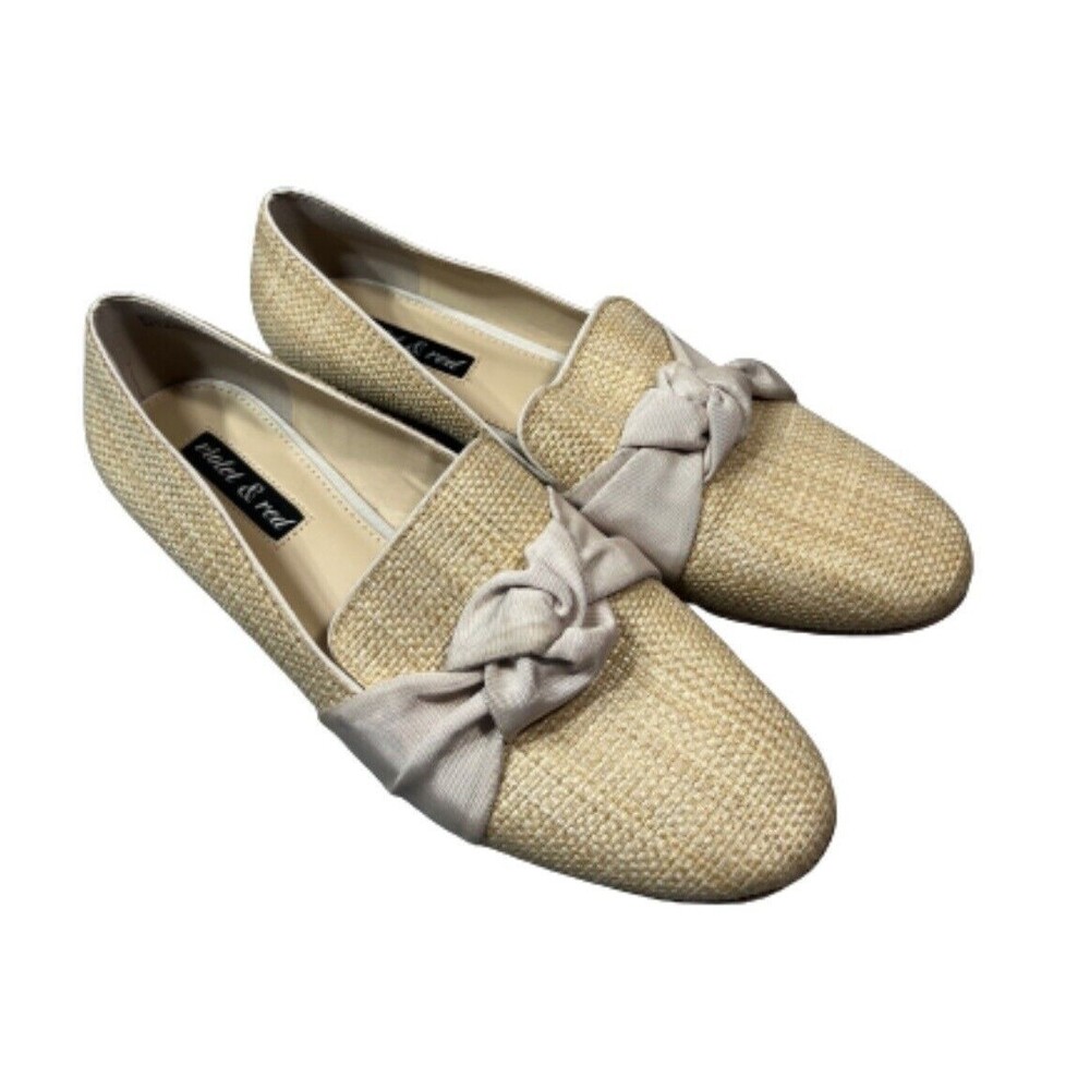 Violet & Red Slip Loafers Woven Look Almond Toe Size 8.5